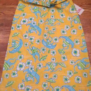 NWT Lilly Pulitzer 4 wrap Kaylie Skirt Les Monkey Yellow--Adorable monkey print!